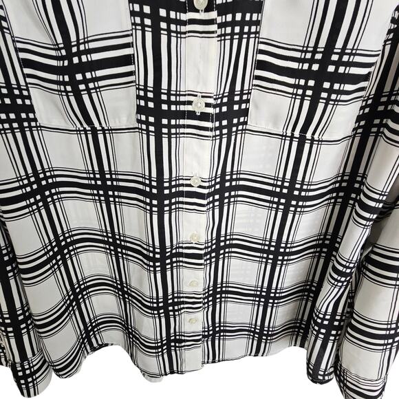 Express Shirt Women L White Black Plaid Shirt Portofino Express Portofin… - Picture 3 of 8